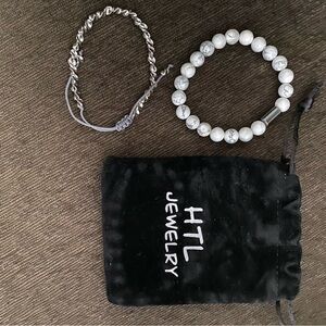 Silver and White Bracelet Set